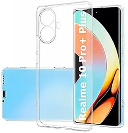 VAKIBO Super Premium Soft TPU Transparent Case With Dustplug,Side Grip,Corner Protection,lanyard Cuts,Camera Protection Suitable for Realme 10 Pro Plus