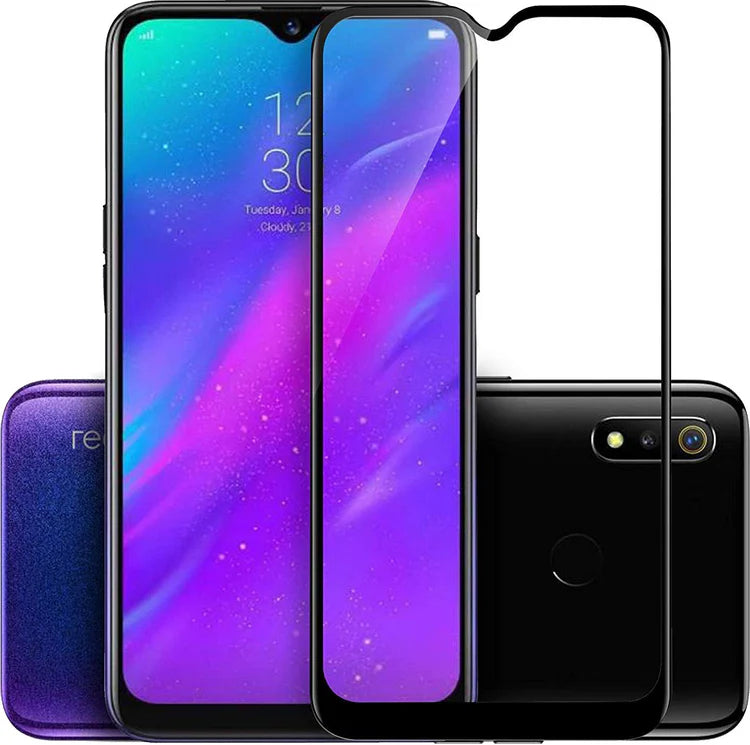 Super Premium Quality Tempered Glass Screen Guard Protector With Black Border Suitable For Realme 3i