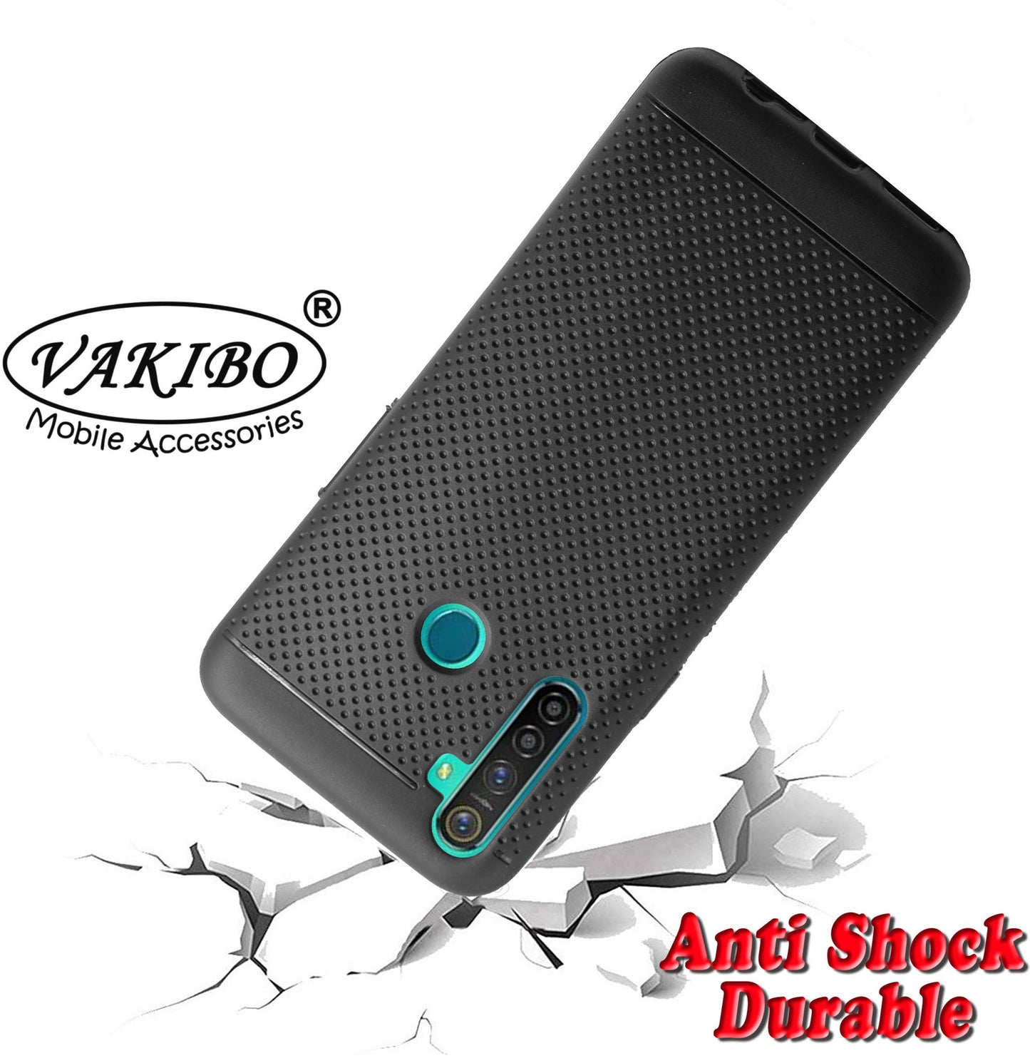 VAKIBO Dotted Design Black Coloured Soft TPU Back Cover Case Suitable for Realme Narzo 10A