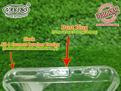 VAKIBO Super Premium Soft TPU Transparent Case With Dustplug,Side Grip,Corner Protection,lanyard Cuts,Camera Protection Suitable for Realme 7