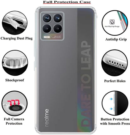VAKIBO Premium Clear 1.5MM Thick Transparent Soft TPU Rubber Back Cover Case With Camera Protection Suitable for Realme 8 4G