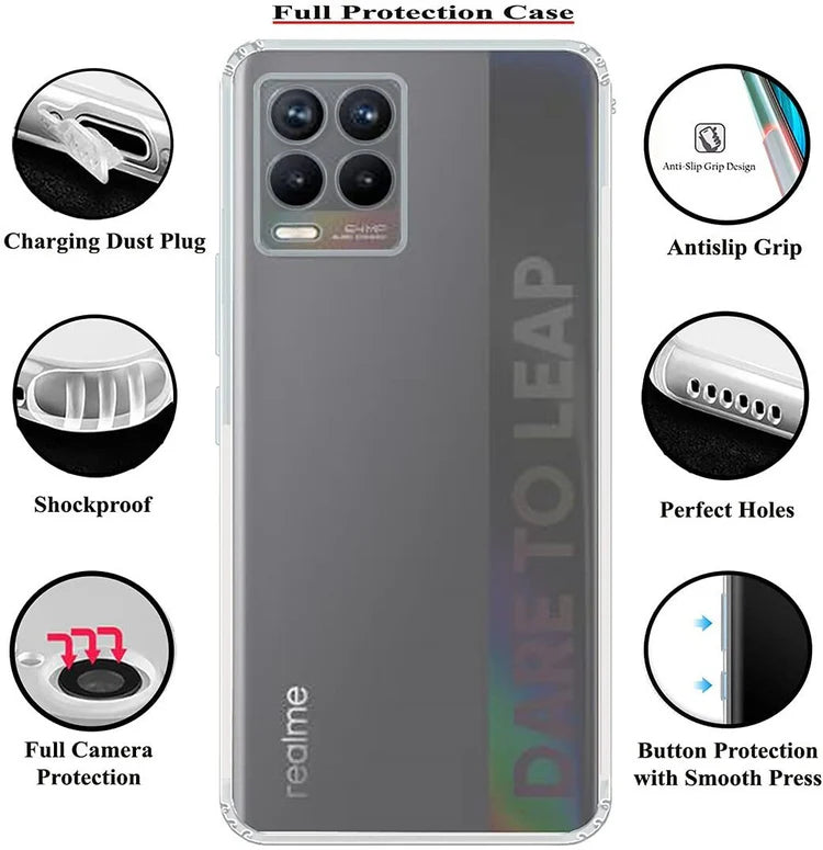 VAKIBO Premium Clear 1.5MM Thick Transparent Soft TPU Rubber Back Cover Case With Camera Protection Suitable for Realme 8 Pro