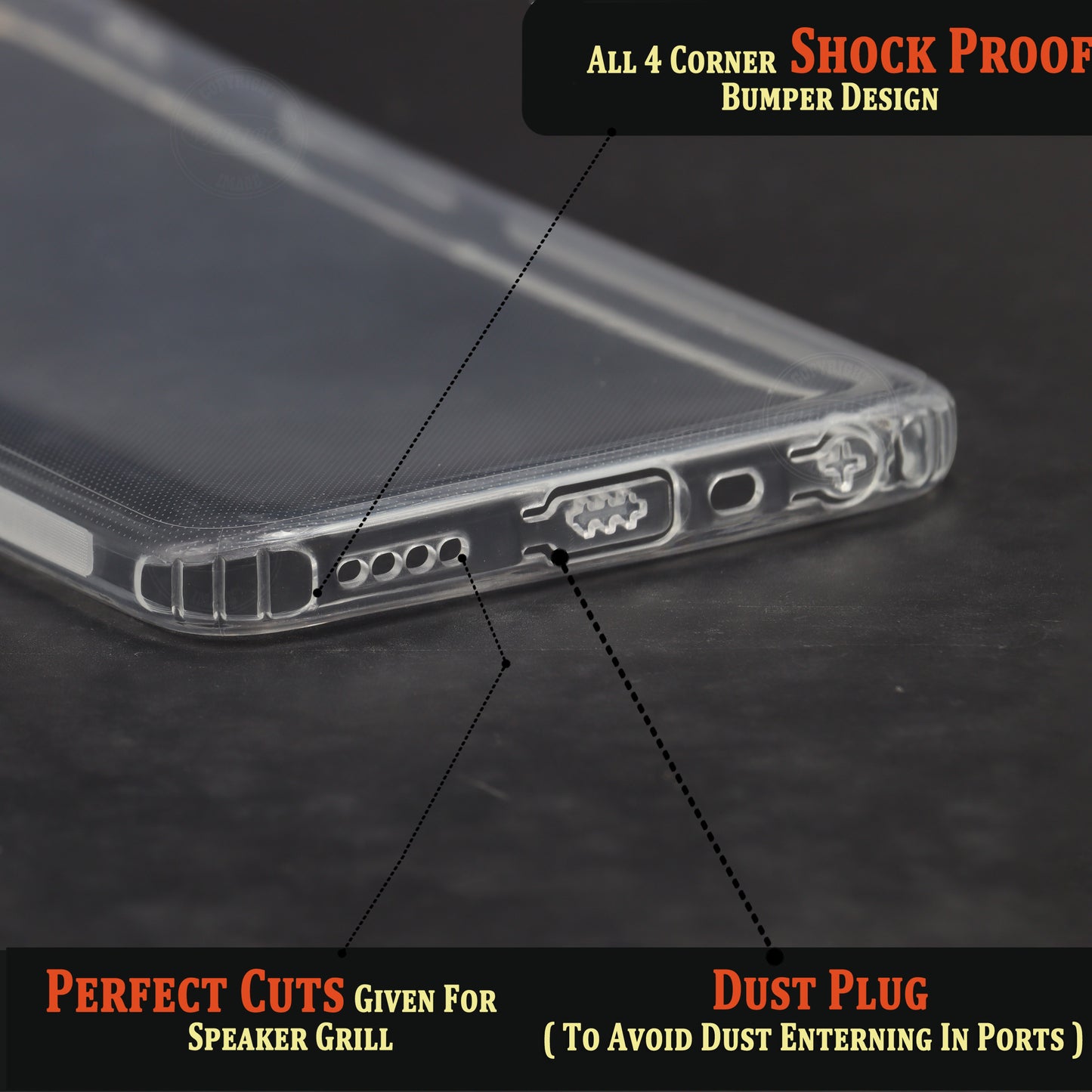 VAKIBO Super Premium Soft TPU Transparent Case With Dustplug,Side Grip,Corner Protection,lanyard Cuts,Camera Protection Suitable for Realme 8i