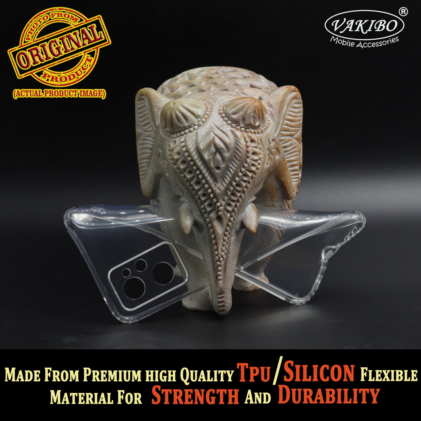 VAKIBO Super Premium Soft TPU Transparent Case With Dustplug,Side Grip,Corner Protection,lanyard Cuts,Camera Protection Suitable for Realme 9i