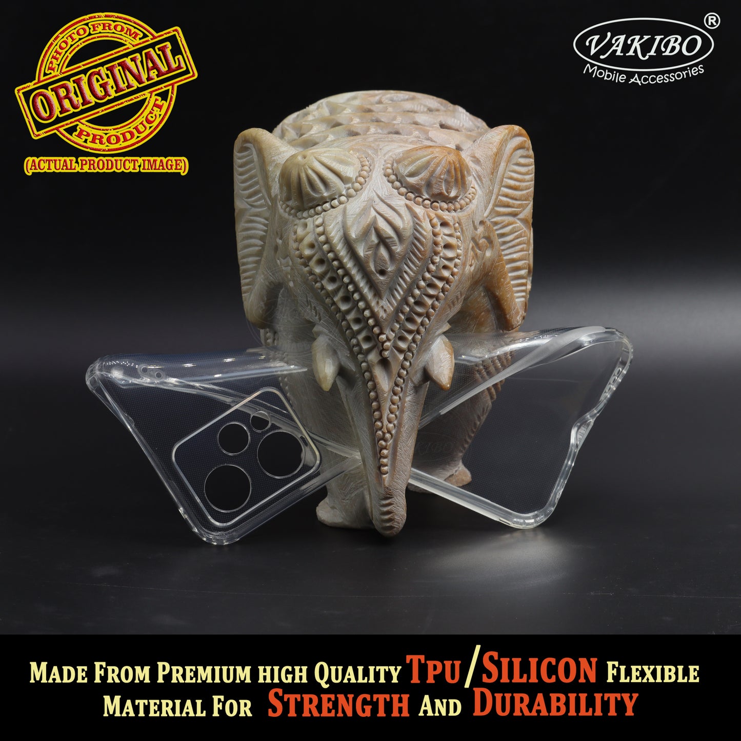 VAKIBO Super Premium Soft TPU Transparent Case With Dustplug,Side Grip,Corner Protection,lanyard Cuts,Camera Protection Suitable for Realme V25