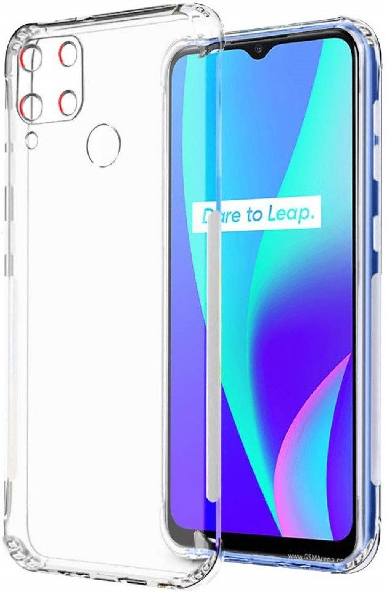 VAKIBO Super Premium Soft TPU Transparent Case With Dustplug,Side Grip,Corner Protection,lanyard Cuts,Camera Protection Suitable for Realme C15