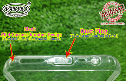 VAKIBO Super Premium Soft TPU Transparent Case With Dustplug,Side Grip,Corner Protection,lanyard Cuts,Camera Protection Suitable for Realme C15