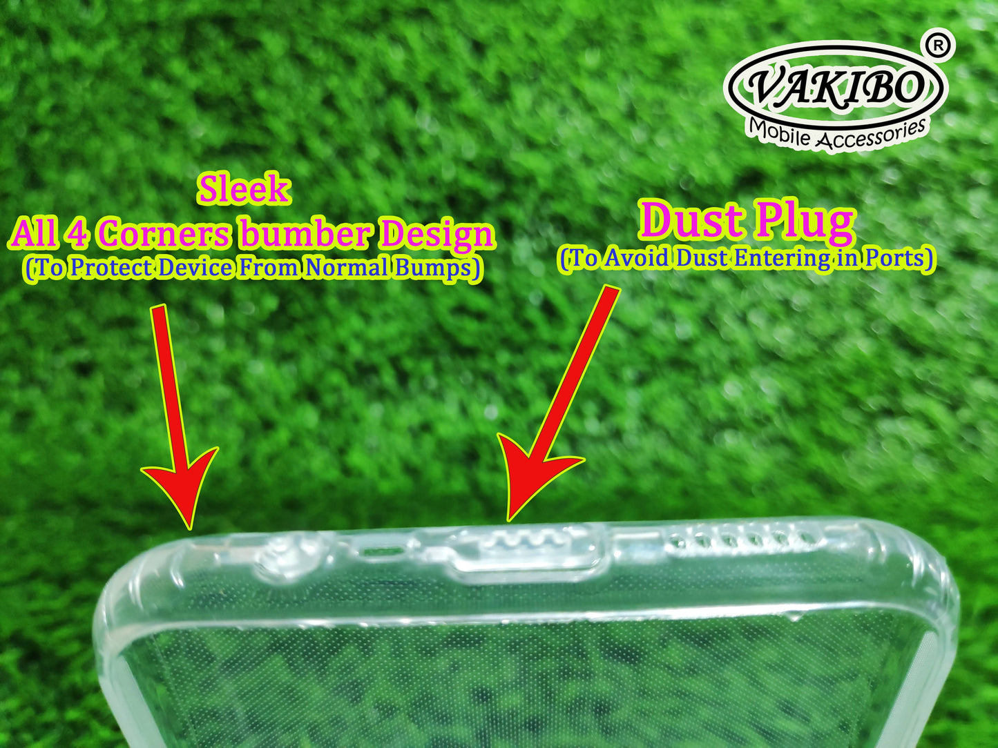 VAKIBO Super Premium Soft TPU Transparent Case With Dustplug,Side Grip,Corner Protection,lanyard Cuts,Camera Protection Suitable for Realme C2