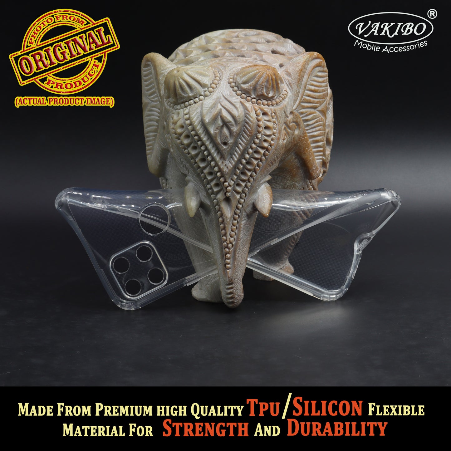 VAKIBO Super Premium Soft TPU Transparent Case With Dustplug,Side Grip,Corner Protection,lanyard Cuts,Camera Protection Suitable for Realme C21Y