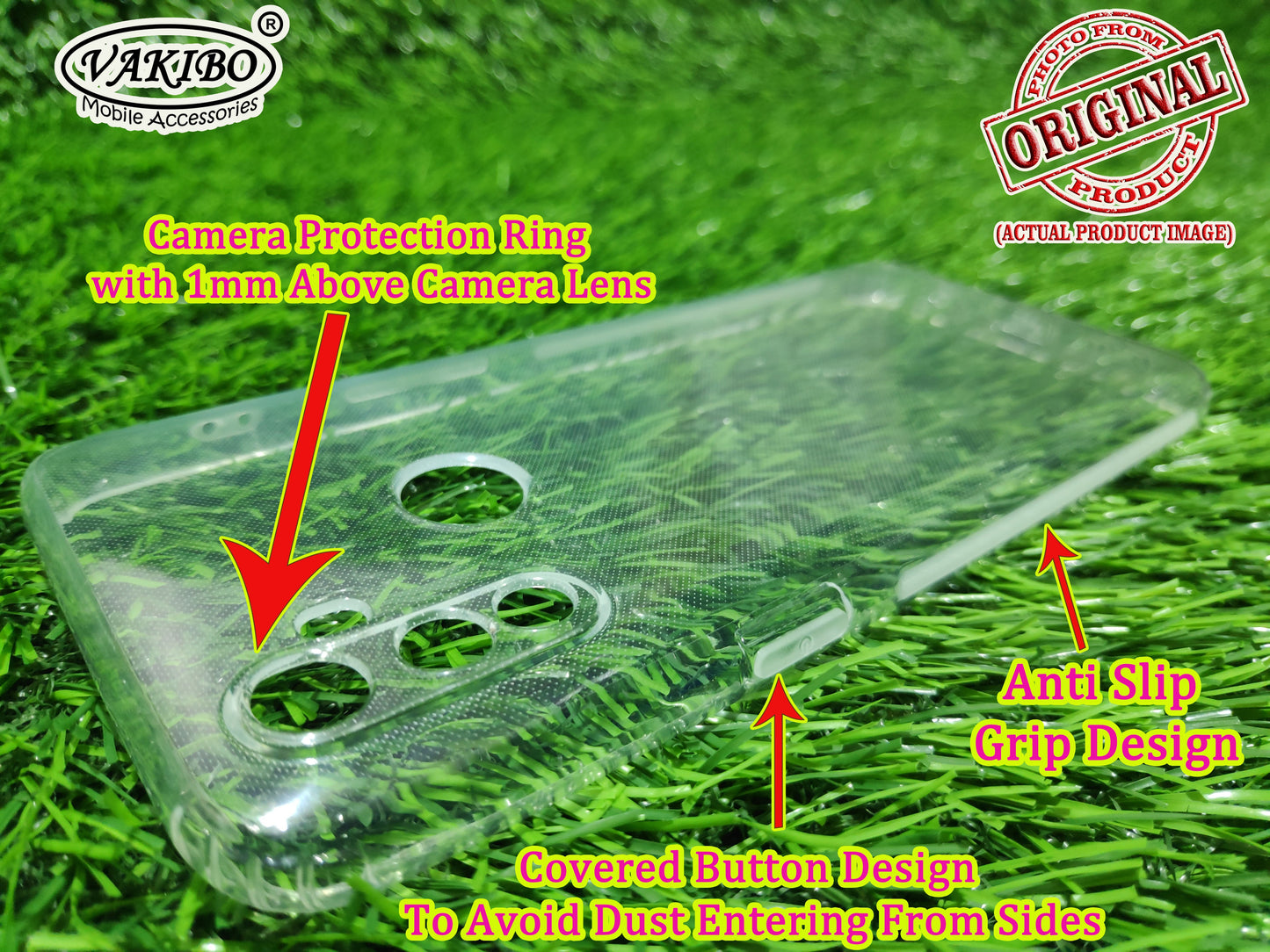 VAKIBO Super Premium Soft TPU Transparent Case With Dustplug,Side Grip,Corner Protection,lanyard Cuts,Camera Protection Suitable for Realme C3