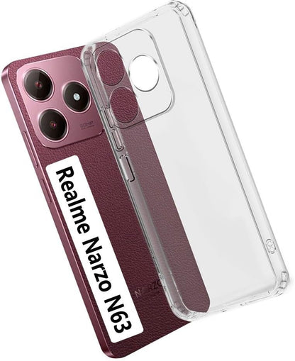 VAKIBO Premium Clear 1.5MM Thick Transparent Soft TPU Rubber Back Cover Case With Camera Protection Suitable for Realme C63 4G
