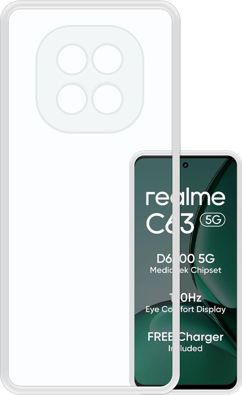 VAKIBO Premium Clear 1.5MM Thick Transparent Soft TPU Rubber Back Cover Case With Camera Protection Suitable for Realme C63 5G