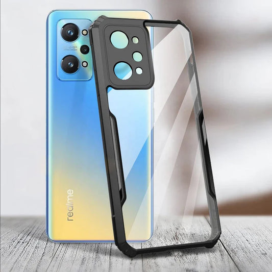 VAKIBO Best Selling Black and Transparent Back Cover Case Made With Soft TPU and Acrylic With 4 Corner and Camera Protection Suitable for Realme GT Neo2