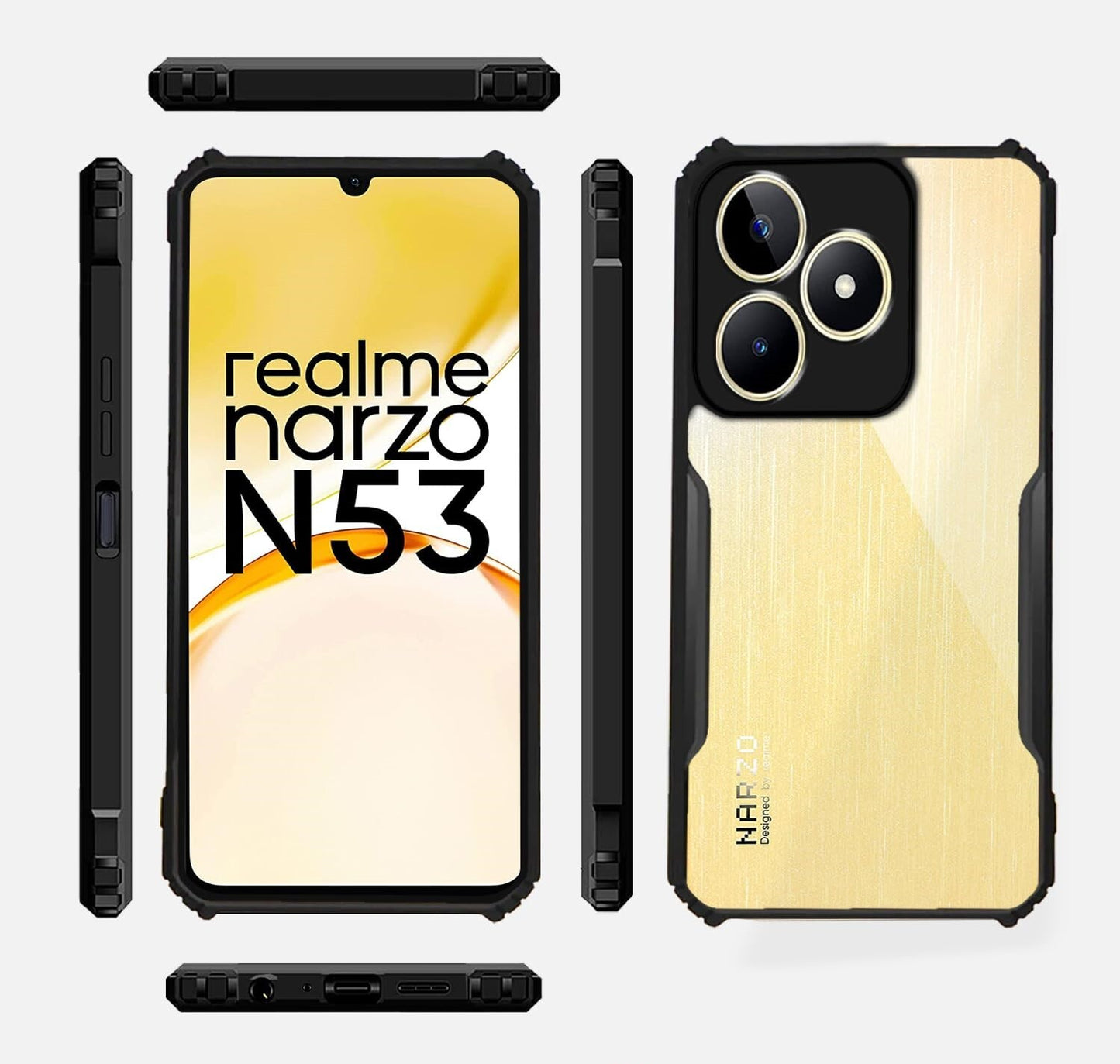 VAKIBO Super Premium Black Border Transparent Case With Corner Protection & Camera Protection Suitable for Realme C51 4G