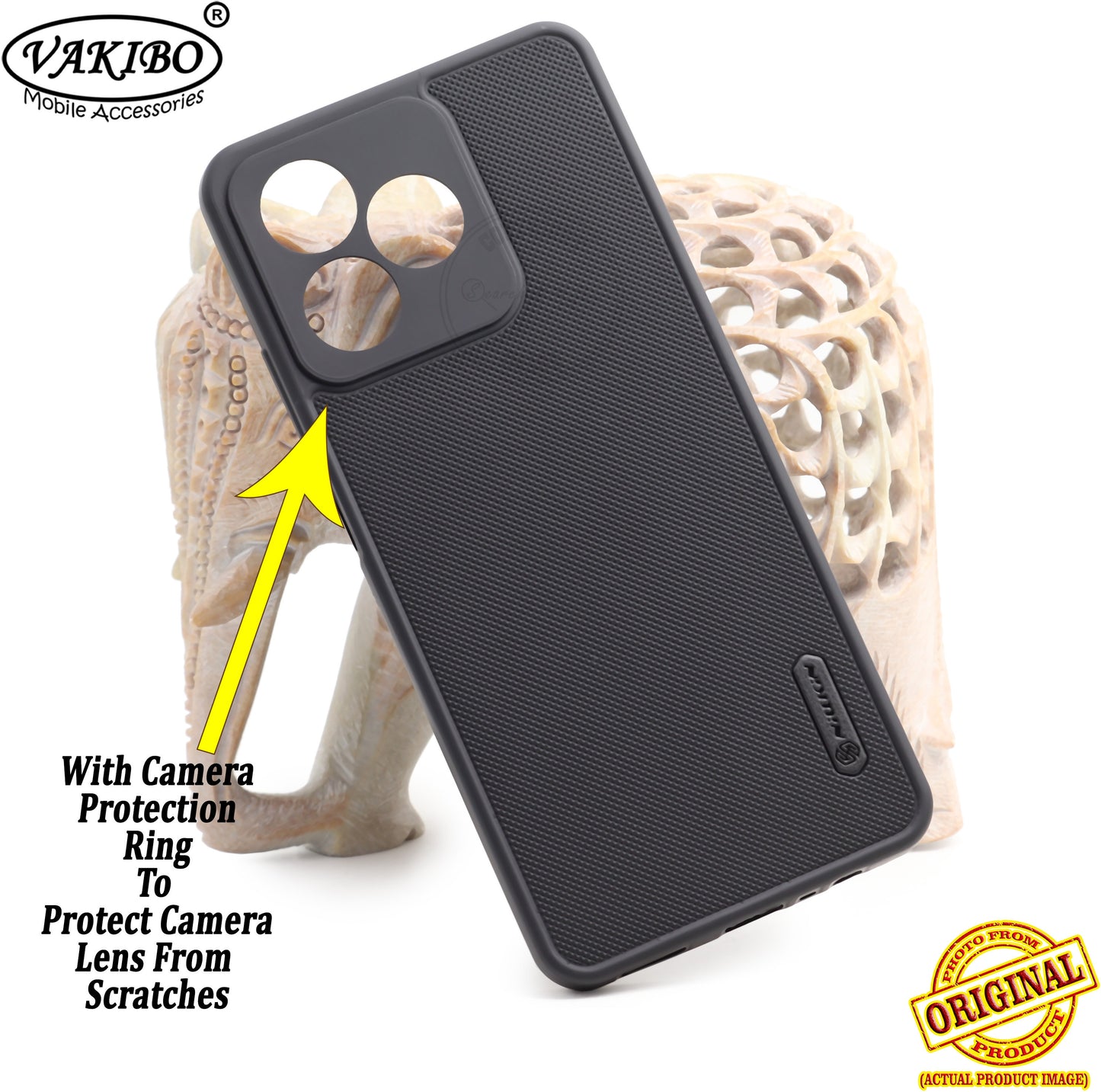 VAKIBO Dotted Black Coloured Made with Silicon Rubber TPU Back Cover Case Suitable for Realme Narzo N53