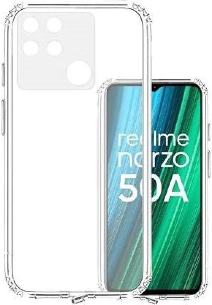 VAKIBO Super Premium Soft TPU Transparent Case With Dustplug,Side Grip,Corner Protection,lanyard Cuts,Camera Protection Suitable for Realme Narzo 50A