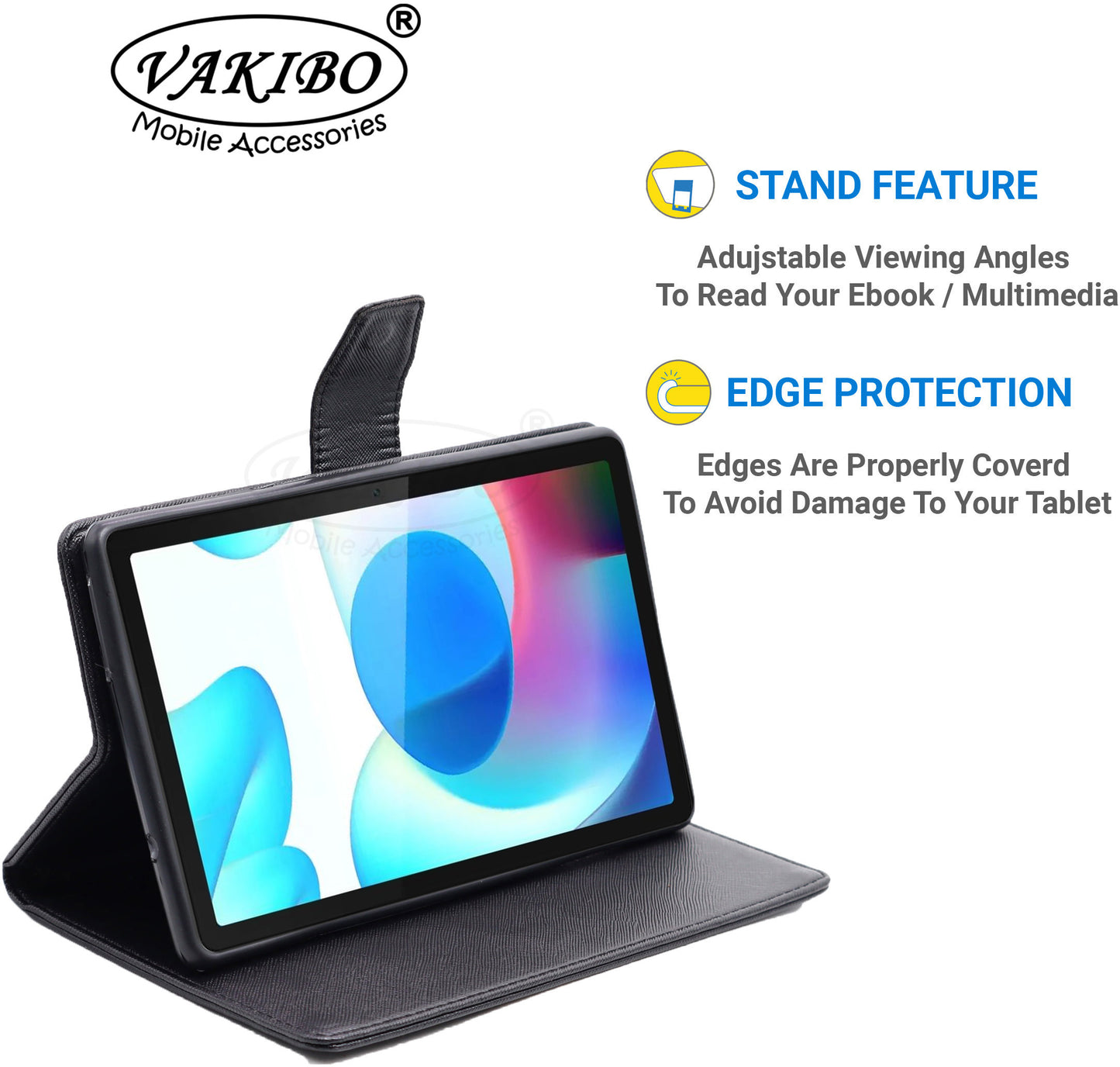 VAKIBO Mercury Premium Red Coloured made With Canvas and TPU Flip Cover Case Suitable for Realme Pad 10.4