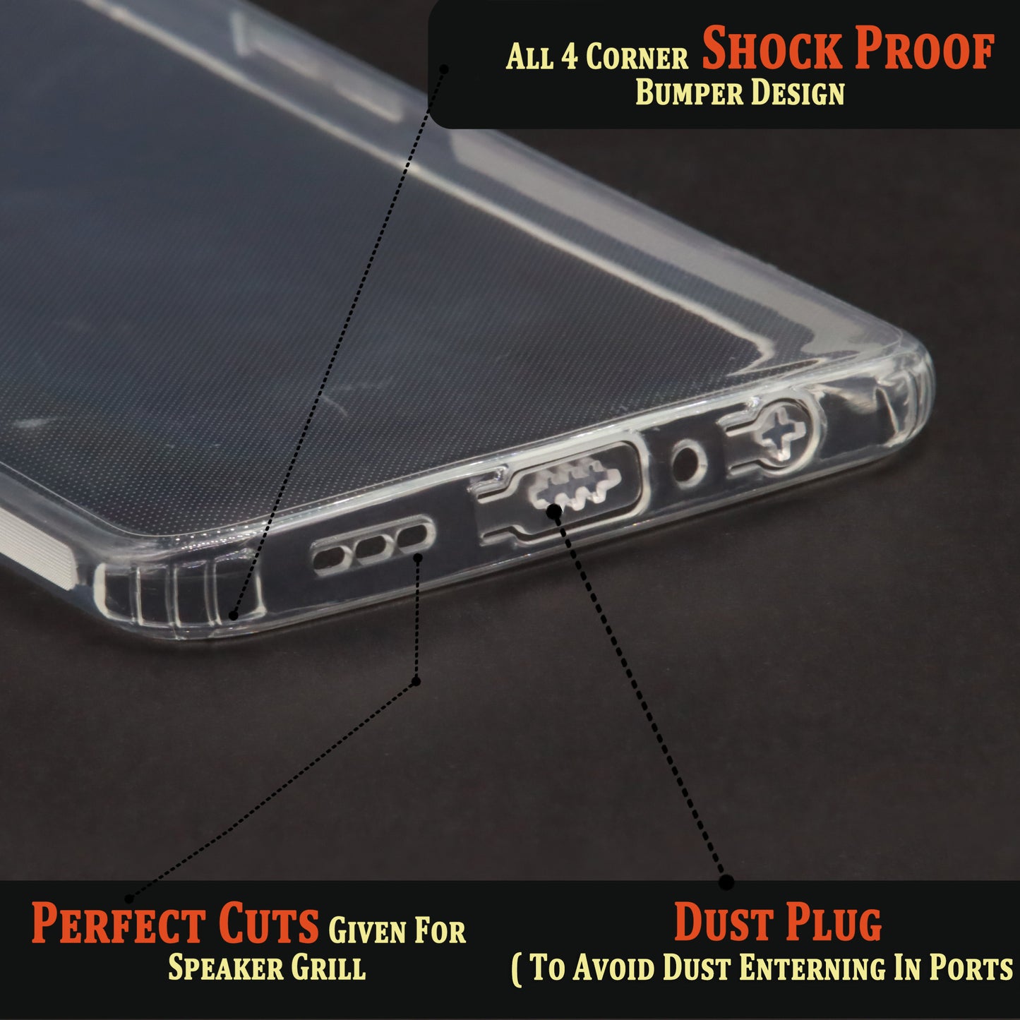 VAKIBO Super Premium Soft TPU Transparent Case With Dustplug,Side Grip,Corner Protection,lanyard Cuts,Camera Protection Suitable for Oppo K3