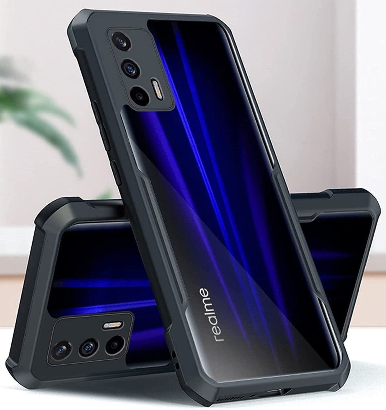 VAKIBO Super Premium Black Border Transparent Case With Corner Protection & Camera Protection Suitable for Realme X7 Max