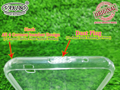 VAKIBO Super Premium Soft TPU Transparent Case With Dustplug,Side Grip,Corner Protection,lanyard Cuts,Camera Protection Suitable for Samsung A01