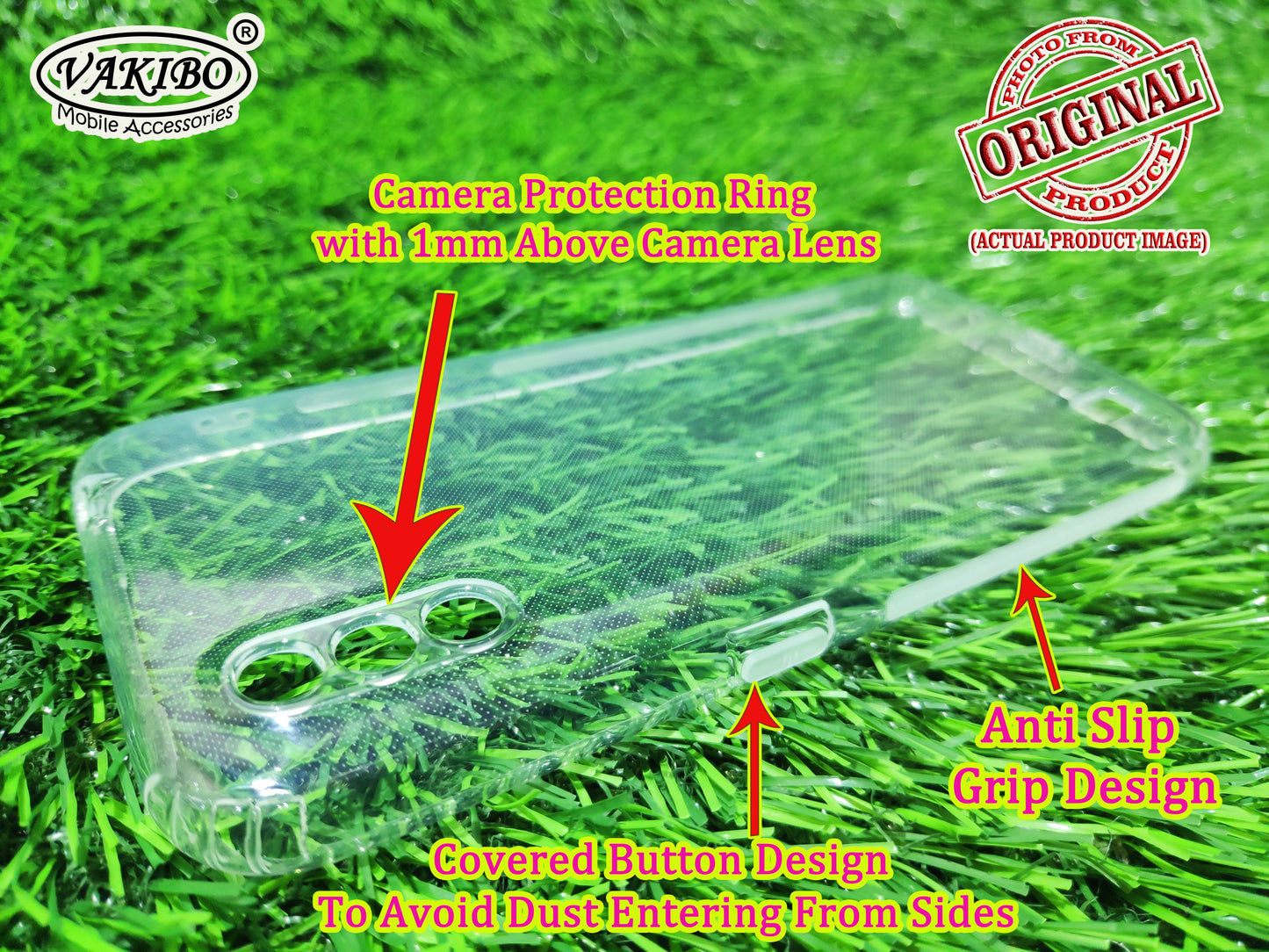 VAKIBO Super Premium Soft TPU Transparent Case With Dustplug,Side Grip,Corner Protection,lanyard Cuts,Camera Protection Suitable for Samsung A01