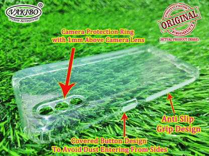 VAKIBO Super Premium Soft TPU Transparent Case With Dustplug,Side Grip,Corner Protection,lanyard Cuts,Camera Protection Suitable for Samsung A01