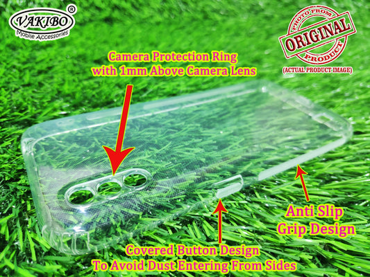 VAKIBO Super Premium Soft TPU Transparent Case With Dustplug,Side Grip,Corner Protection,lanyard Cuts,Camera Protection Suitable for Samsung A01