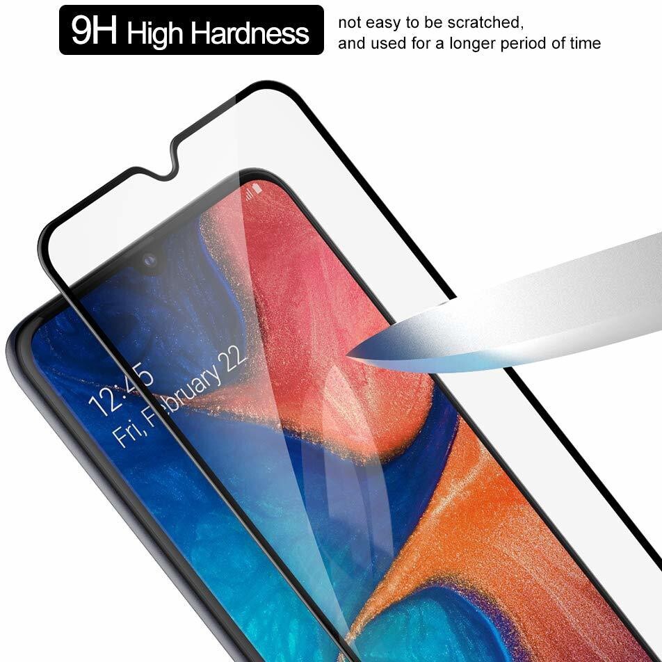 Super Premium Quality Tempered Glass Screen Guard Protector With Black Border Suitable For Samsung Galaxy A20