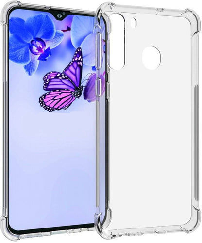 VAKIBO Super Premium Soft TPU Transparent Case With Dustplug,Side Grip,Corner Protection,lanyard Cuts,Camera Protection Suitable for Samsung A21 IMPORTED