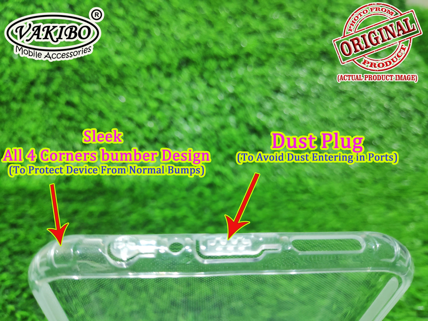 VAKIBO Super Premium Soft TPU Transparent Case With Dustplug,Side Grip,Corner Protection,lanyard Cuts,Camera Protection Suitable for Samsung A21 IMPORTED