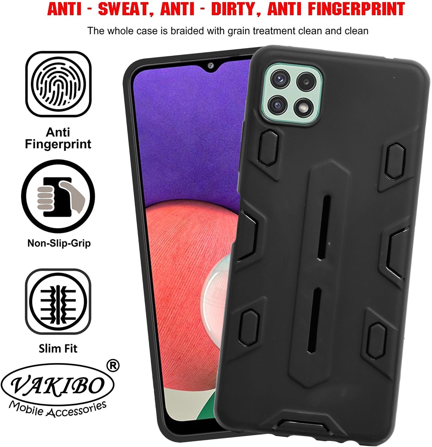 VAKIBO Black Coloured Back Cover Case Suitable for Samsung Galaxy A22 5G