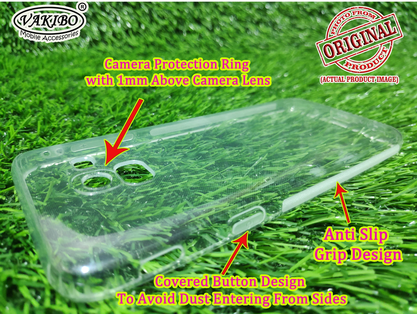 VAKIBO Super Premium Soft TPU Transparent Case With Dustplug,Side Grip,Corner Protection,lanyard Cuts,Camera Protection Suitable for Samsung J6