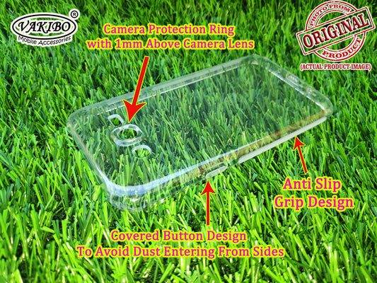 VAKIBO Super Premium Soft TPU Transparent Case With Dustplug,Side Grip,Corner Protection,lanyard Cuts,Camera Protection Suitable for Samsung J7 NXT