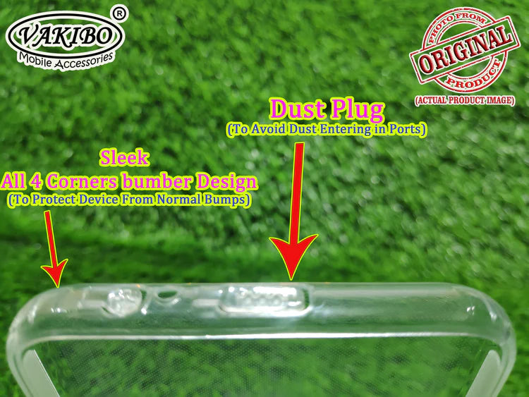 VAKIBO Super Premium Soft TPU Transparent Case With Dustplug,Side Grip,Corner Protection,lanyard Cuts,Camera Protection Suitable for Samsung Galaxy On8 2018