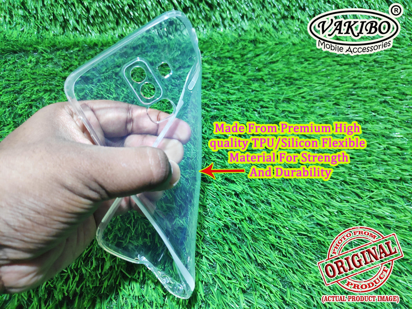 VAKIBO Premium Clear 1.5MM Thick Transparent Soft TPU Rubber Back Cover Case With Camera Protection Suitable for Samsung Galaxy J8 2018