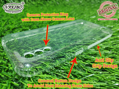 VAKIBO Super Premium Soft TPU Transparent Case With Dustplug,Side Grip,Corner Protection,lanyard Cuts,Camera Protection Suitable for Samsung M01