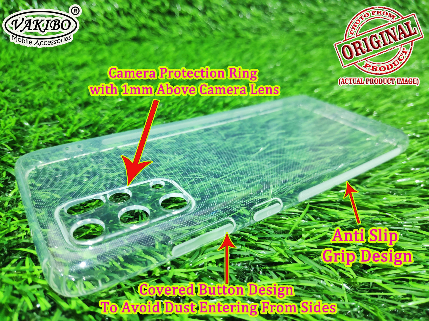 VAKIBO Super Premium Soft TPU Transparent Case With Dustplug,Side Grip,Corner Protection,lanyard Cuts,Camera Protection Suitable for Samsung S20 Plus