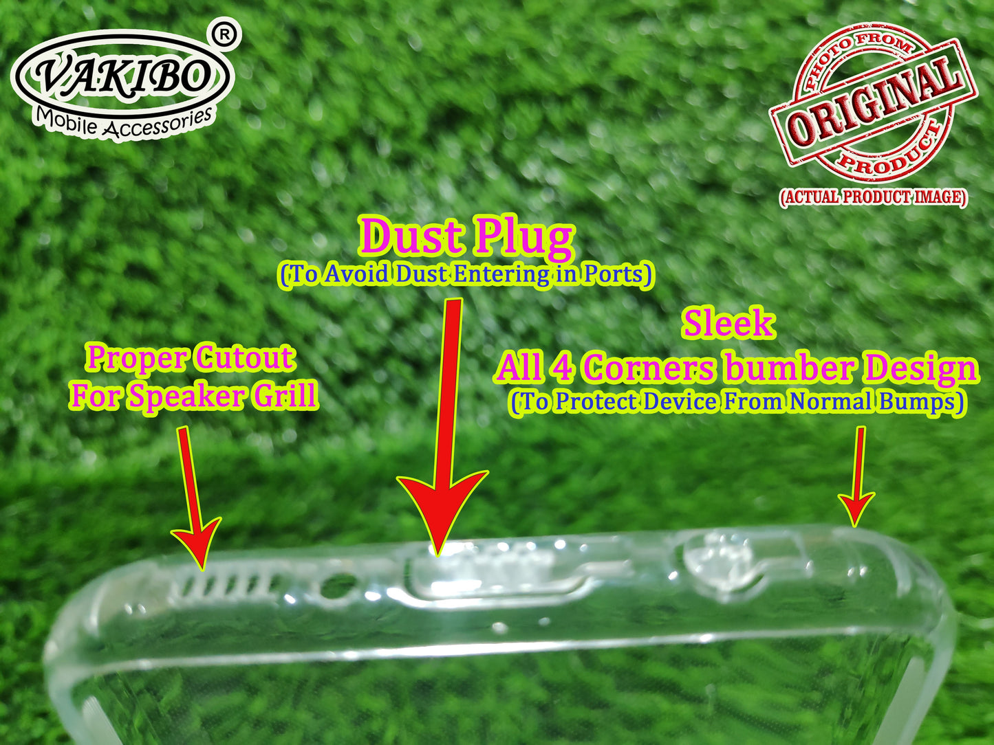 VAKIBO Super Premium Soft TPU Transparent Case With Dustplug,Side Grip,Corner Protection,lanyard Cuts,Camera Protection Suitable for Samsung S8