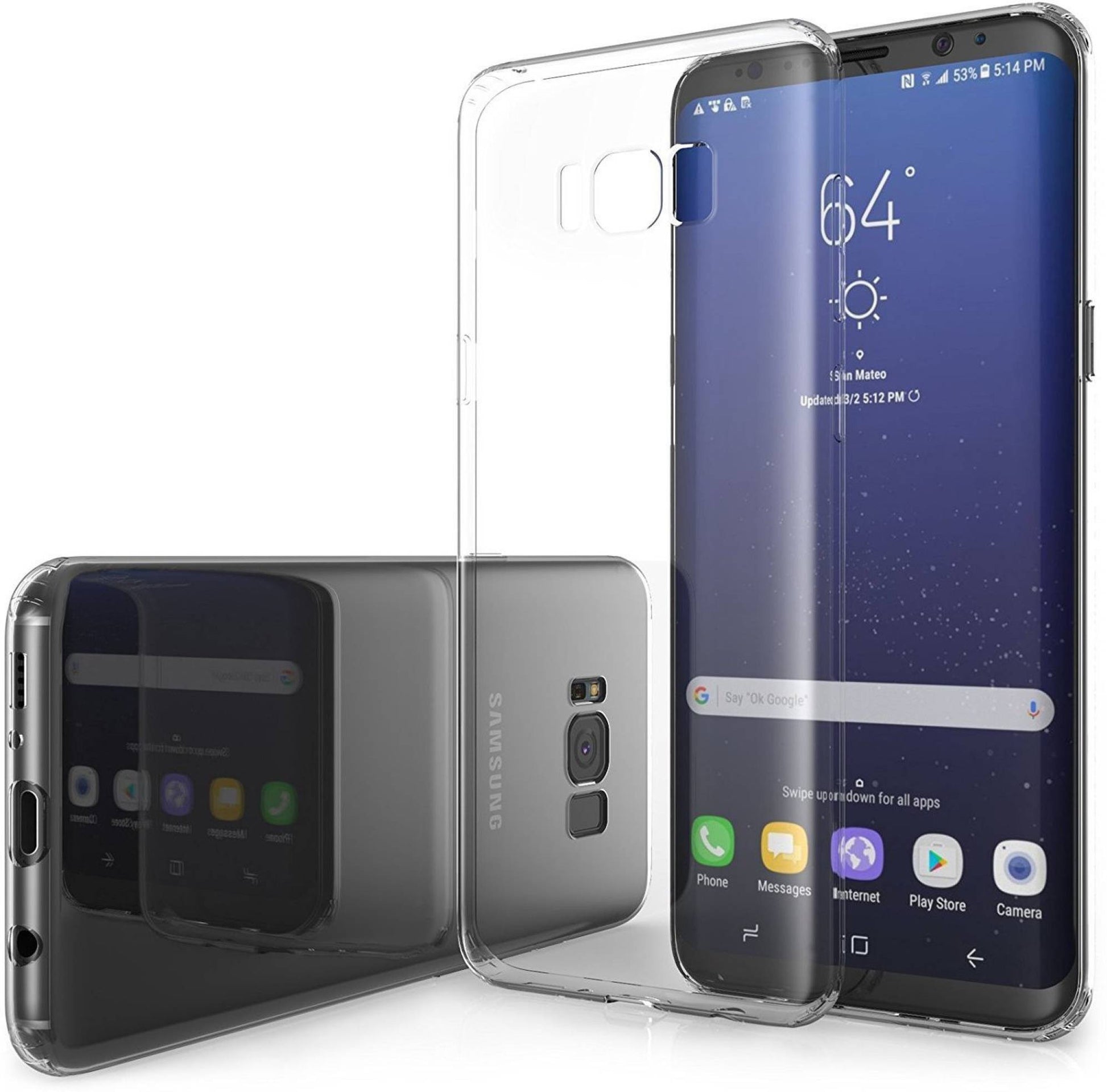 VAKIBO Super Premium Soft TPU Transparent Case With Dustplug,Side Grip,Corner Protection,lanyard Cuts,Camera Protection Suitable for Samsung S8 Plus