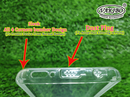 VAKIBO Super Premium Soft TPU Transparent Case With Dustplug,Side Grip,Corner Protection,lanyard Cuts,Camera Protection Suitable for Samsung S9