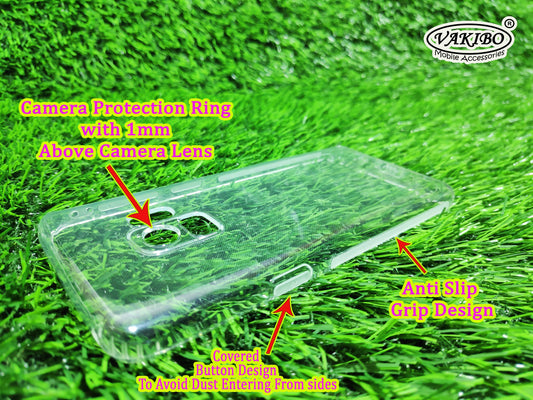 VAKIBO Super Premium Soft TPU Transparent Case With Dustplug,Side Grip,Corner Protection,lanyard Cuts,Camera Protection Suitable for Samsung S9