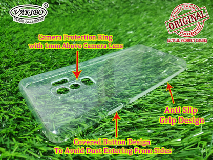 VAKIBO Super Premium Soft TPU Transparent Case With Dustplug,Side Grip,Corner Protection,lanyard Cuts,Camera Protection Suitable for Samsung S9 Plus