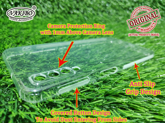 VAKIBO Super Premium Soft TPU Transparent Case With Dustplug,Side Grip,Corner Protection,lanyard Cuts,Camera Protection Suitable for Samsung A7 2018 /A750