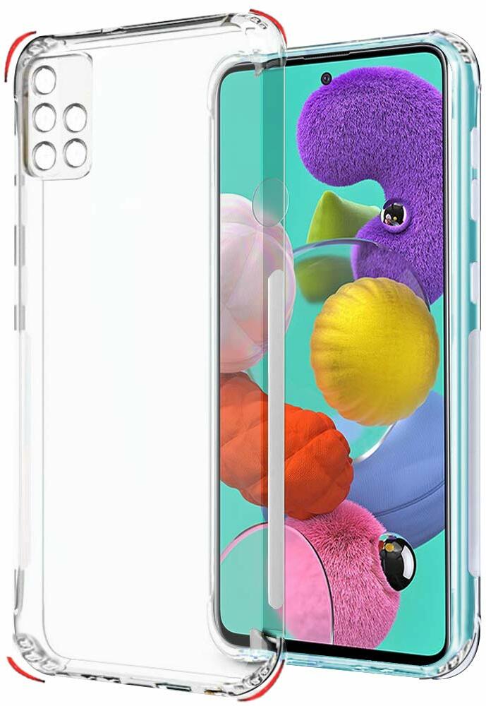 VAKIBO Super Premium Soft TPU Transparent Case With Dustplug,Side Grip,Corner Protection,lanyard Cuts,Camera Protection Suitable for Samsung A51