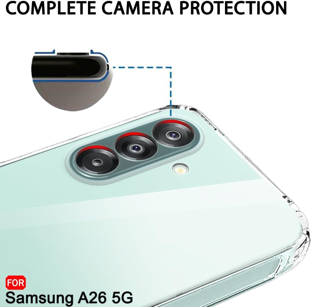 VAKIBO Premium Clear 1.5MM Thick Transparent Soft TPU Rubber Back Cover Case With Camera Protection Suitable for Samsung Galaxy A26