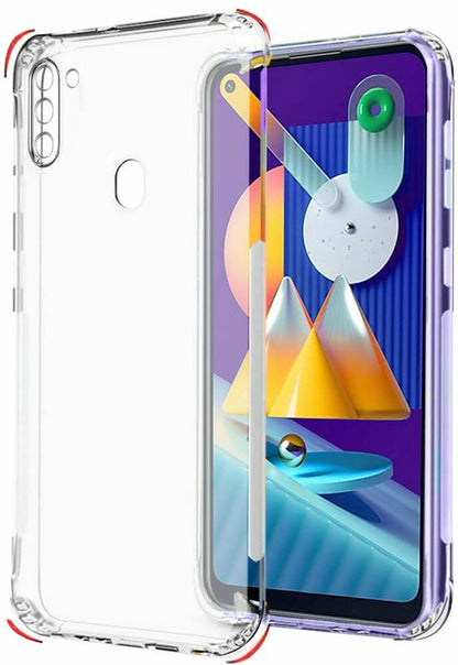 VAKIBO Super Premium Soft TPU Transparent Case With Dustplug,Side Grip,Corner Protection,lanyard Cuts,Camera Protection Suitable for Samsung M11