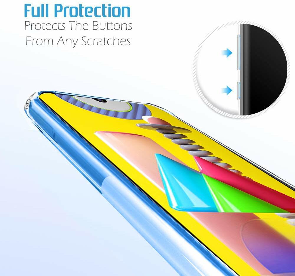 VAKIBO Super Premium Soft TPU Transparent Case With Dustplug,Side Grip,Corner Protection,lanyard Cuts,Camera Protection Suitable for Samsung M21S