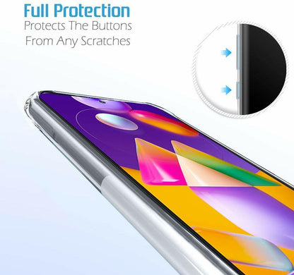 VAKIBO Super Premium Soft TPU Transparent Case With Dustplug,Side Grip,Corner Protection,lanyard Cuts,Camera Protection Suitable for Samsung M31s