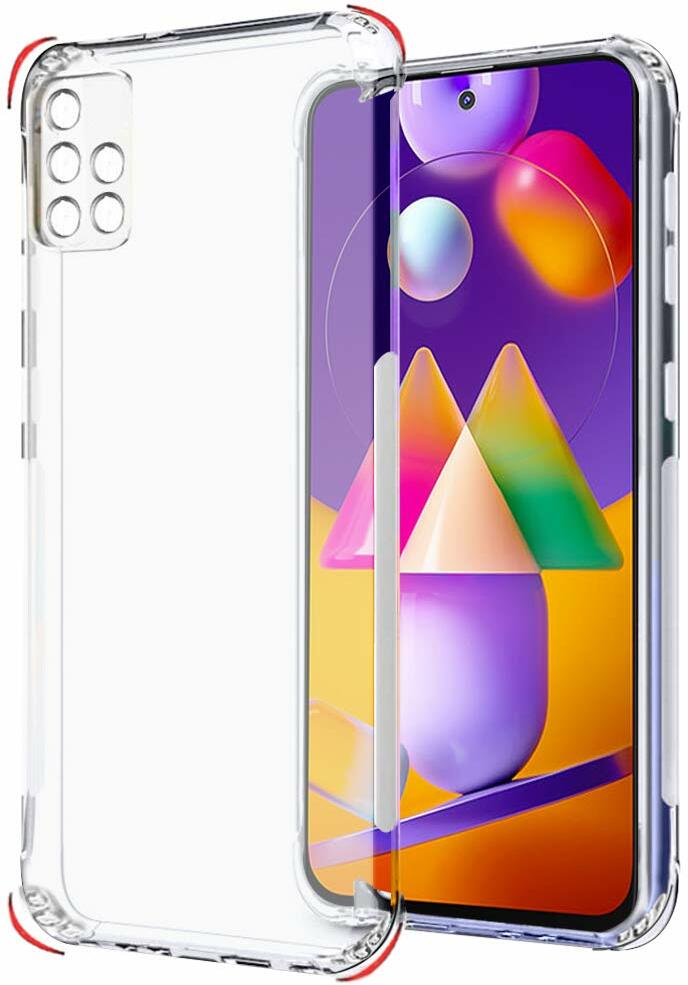 VAKIBO Super Premium Soft TPU Transparent Case With Dustplug,Side Grip,Corner Protection,lanyard Cuts,Camera Protection Suitable for Samsung M31s