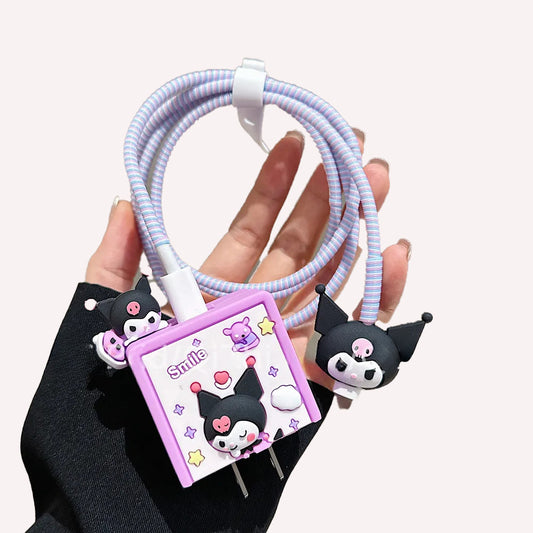 Charger Case Cover with Full Cable Protector 3D Cute Cartoon Pattern Compatible for iPhone Charger Only